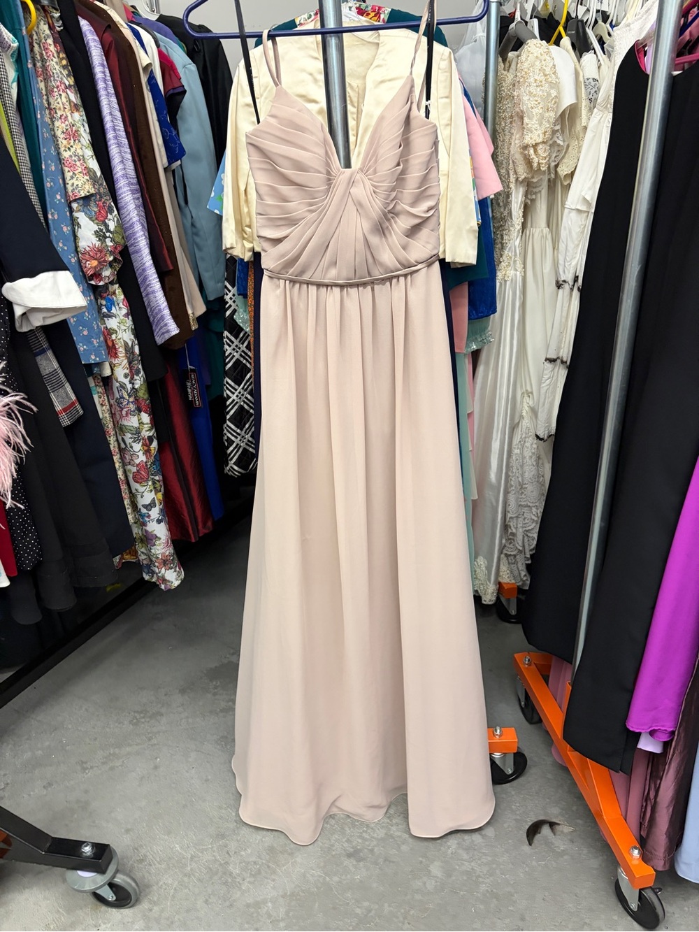SORELLA VITA Blush Pink Chiffon Pleated Bodice Maxi Dress